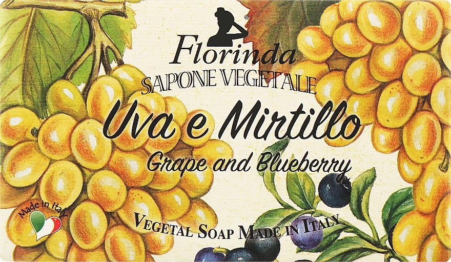 Naturalne mydło w kostce Winogrona i jagody - Florinda Sapone Vegetale Grape And Blueberry Vegetal Soap Handmade — Zdjęcie N1
