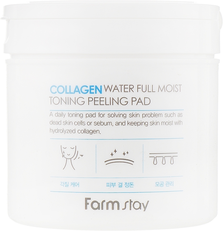 Tonizujące chusteczki złuszczające do twarzy z kolagenem - FarmStay Collagen Water Full Moist Toning Peeling Pad — Zdjęcie N2