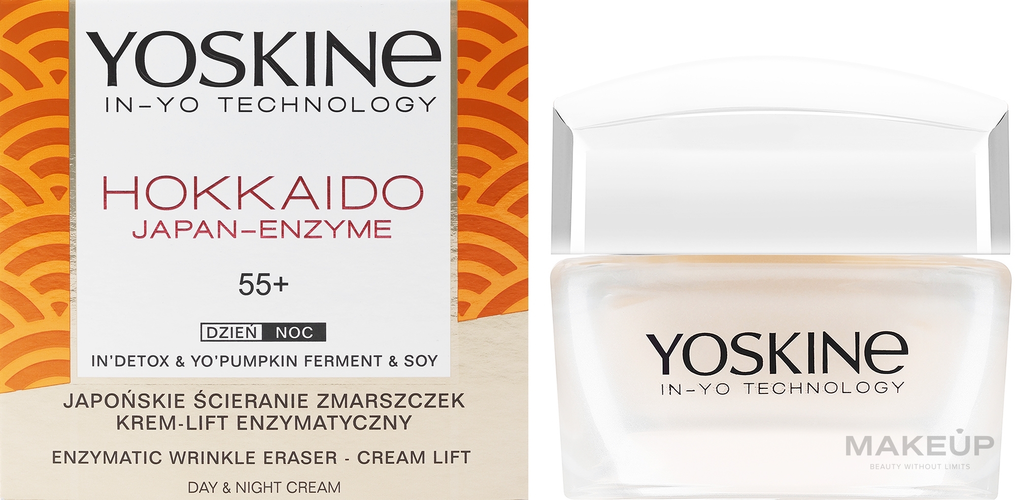 Enzymatyczny krem liftingujący na zmarszczki 55+ - Yoskine Hokkaido Japan-Enzyme Enzymatic Wrinkle Eraser Cream Lift 55+ — Zdjęcie 50 ml