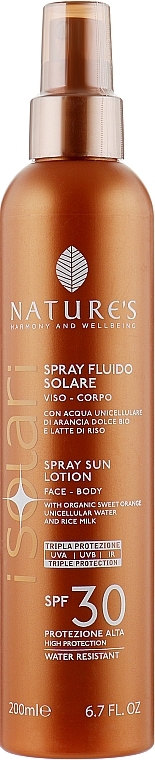 Spray chroniący przed słońcem do twarzy i ciała - Nature's I Solari Spray Sun Lotion Spf 30