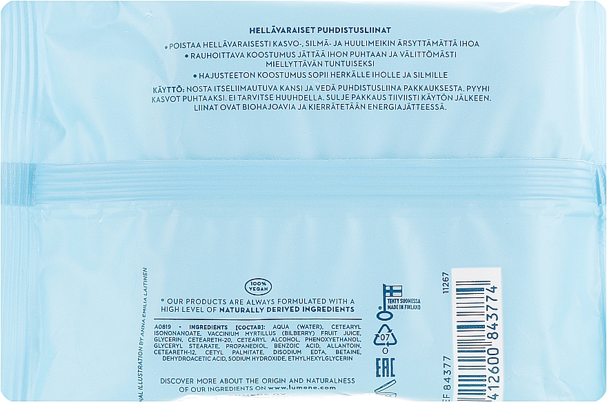 Chusteczki do delikatnego demakijażu 3 w 1 - Lumene Herkka Gentle Makeup Removing Wipes — Zdjęcie N2