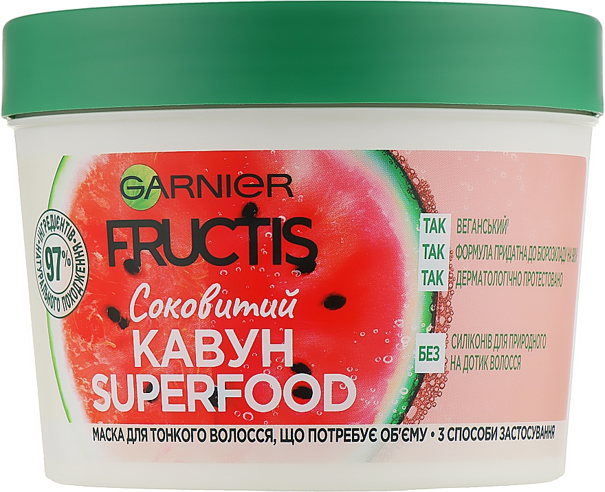Rewitalizująca maska 3 w 1 do cienkich włosów potrzebujących objętości - Garnier Fructis Superfood Hair Mask — Zdjęcie N1