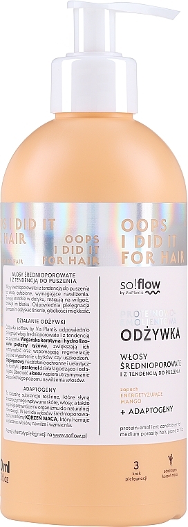 Odżywka do włosów o średniej porowatości z aromatem mango - So!Flow by VisPlantis Protein Emollient Conditioner Medium Porosity Hair, Prone To Frizz — Zdjęcie N1