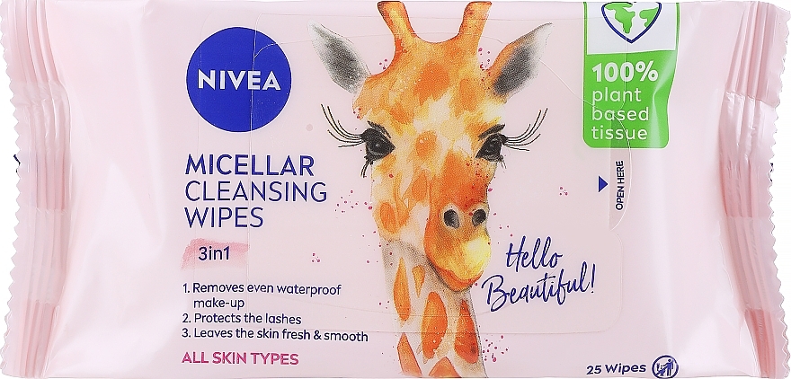 Biodegradowalne micelarne chusteczki do demakijażu - NIVEA Biodegradable Micellar Cleansing Wipes 3 In 1 Giraffe — Zdjęcie N1
