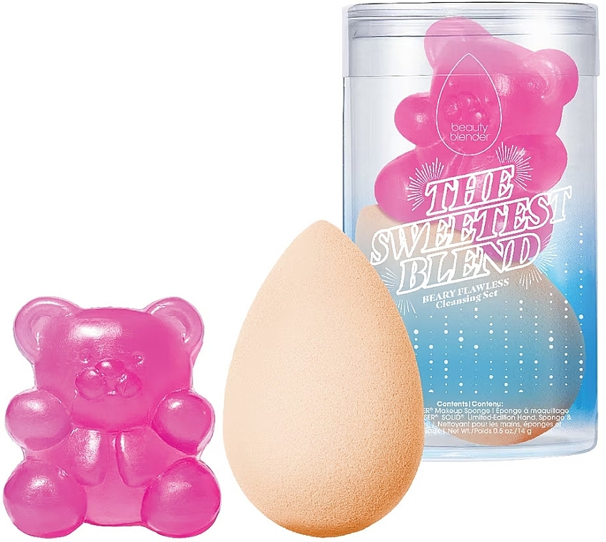 Zestaw - Beautyblender The Sweetest Blend Bear Necessities Cleansing Set ( sponge/1pcs + soap/16g) — Zdjęcie N1