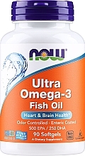Naturalny koncentrat tranu w żelowych kapsułkach wspierający pracę mózgu - Now Foods Ultra Omega-3 3500 EPA/250 DHA — Zdjęcie N1