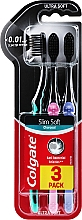 Kup Zestaw ultramiękkich szczoteczek do zębów, turkusowa + różowa + fioletowa - Colgate Slim Soft Charcoal Ultra Soft