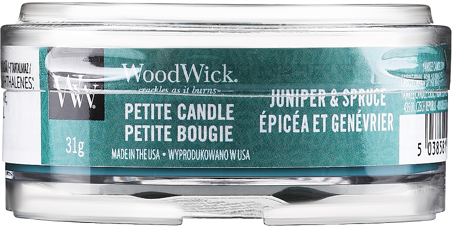 Świeca zapachowa w szkle - WoodWick Petite Candle Juniper & Spruce — Zdjęcie N1