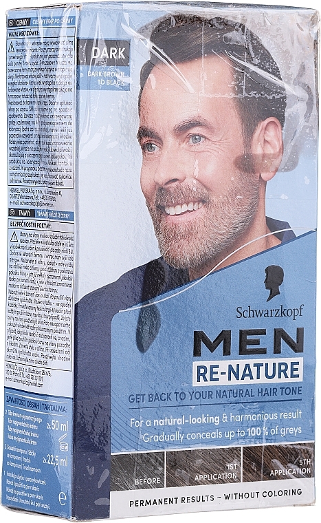 PRZECENA! Krem do włosów maskujący siwiznę dla mężczyzn - Schwarzkopf Re-Nature Men Re-Pigmentation Cream * — Zdjęcie N6