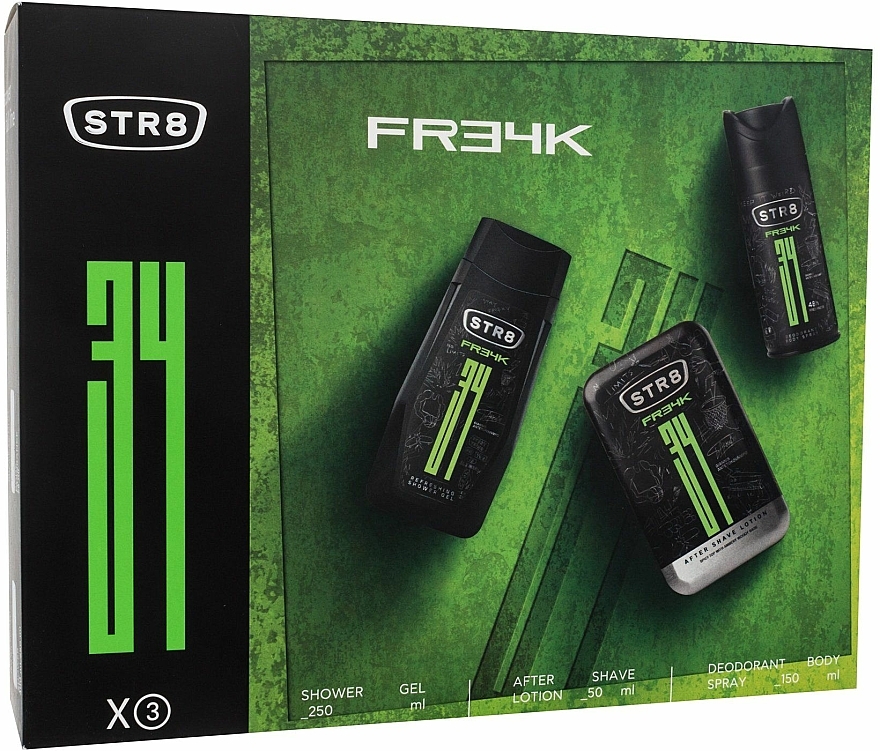 STR8 FR34K - Zestaw (deo/spray/150ml + sh/gel/250ml + a/sh/lot/50ml) — Zdjęcie N1