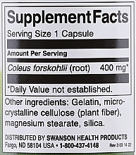 Suplement diety Coleus Forskohlii, 400 mg - Swanson Full Spectrum Coleus Forskohlii — Zdjęcie N3