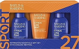 Kup Zestaw - Baylis & Harding Citrus Lime & Mint Men's Refreshing Essentials Trio Gift Set (sh/gel/100ml + f/wash/100ml + ash/balm/50ml)