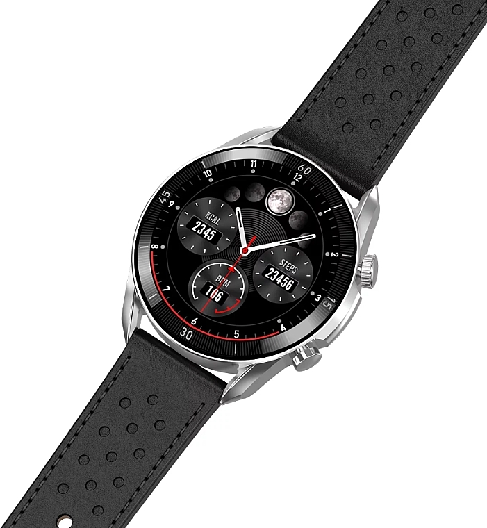 Smartwatch męski, srebrny+czarny pasek - Garett Smartwatch V10 — Zdjęcie N5