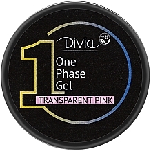 Jednofazowy różowy żel do przedłużania paznokci - Divia One Phase Transparent Pink Gel Di1704 — Zdjęcie N2