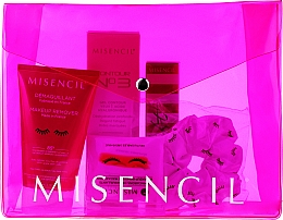 Kup Zestaw - Misencil Summer Pouch 2021 Limited Edition (makeup remover/120ml + remover pads/6pcs + mascara/10ml + eye/gel/10ml + bag + scrunchy/1pc)
