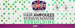 Odbudowujące ampułki keratynowe do włosów suchych i zniszczonych - Ronney Professional Hair Ampoules Intensive Keratine Rebuilding — Zdjęcie N1