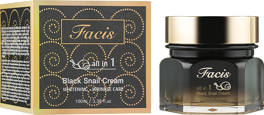 Rewitalizujący krem esencjonalny z mucyną ślimaka czarnego - Facis All-In-One Black Snail Cream — Zdjęcie N1