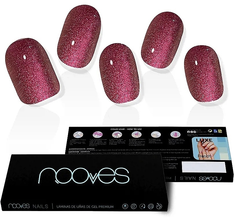 Zestaw żelowych naklejek na paznokcie - Nooves Premium Glam Ruby Claret Glitter — Zdjęcie N2