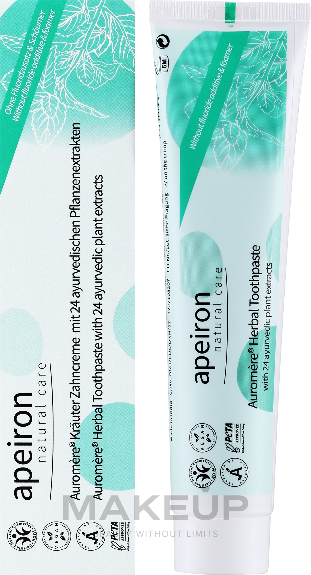 Pasta do zębów 24 ziołowe ekstrakty - Apeiron Auromère Herbal Toothpaste — Zdjęcie 75 ml