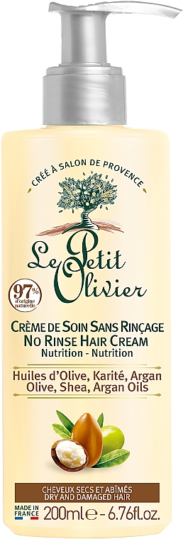 Krem pielęgnacyjny do włosów Oliwa z oliwek, olej arganowy i masło shea - Le Petit Olivier Olive Karite Argan Creme De Soin