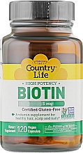 Biotyna, 5 mg - Country Life Biotin — Zdjęcie N3