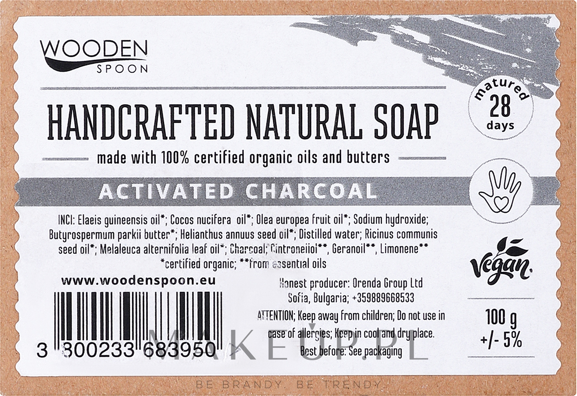Mydło w kostce z aktywnym węglem drzewnym Delfin - Wooden Spoon Bar Soap — Zdjęcie 100 g