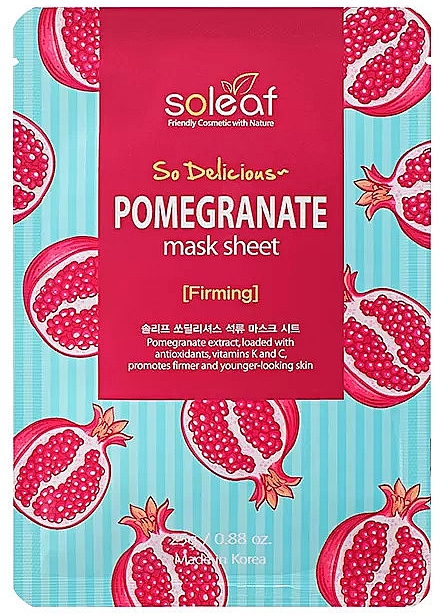 Maska z ekstraktem z granatu - Soleaf So Delicious Pomegranate Firming Mask Sheet — Zdjęcie N1