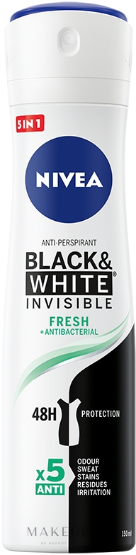 Antyperspirant w sprayu przeciw białym śladom i żółtym plamom - NIVEA Invisible For Black & White Fresh Antiperspirant — Zdjęcie 150 ml