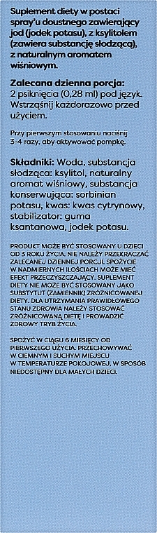 WYPRZEDAŻ Suplement diety jod w sprayu, smak wiśniowy, 150 mcg - Osavi Jod * — Zdjęcie N3