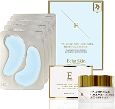 Zestaw - Eclat Skin London Hyaluronic Acid & Collagen Set (eye/cr/20ml + eye/pads/10pcs) — Zdjęcie N1