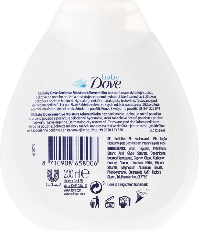 Nawilżający balsam do ciała dla dzieci - Dove Baby Sensitive Moisture Lotion — Zdjęcie N2