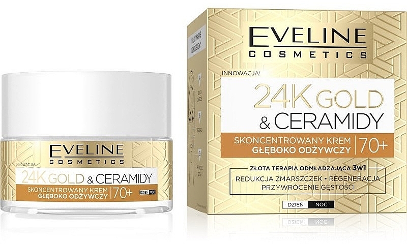 Odżywczy krem do twarzy - Eveline Cosmetics 24K Gold&Ceramidy Nourishing Cream 70+ — Zdjęcie N1