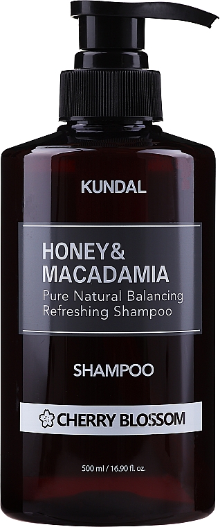 Naturalny balansujący szampon odświeżający do włosów Kwiat wiśni - Kundal Honey & Macadamia Cherry Blossom Shampoo — Zdjęcie N5