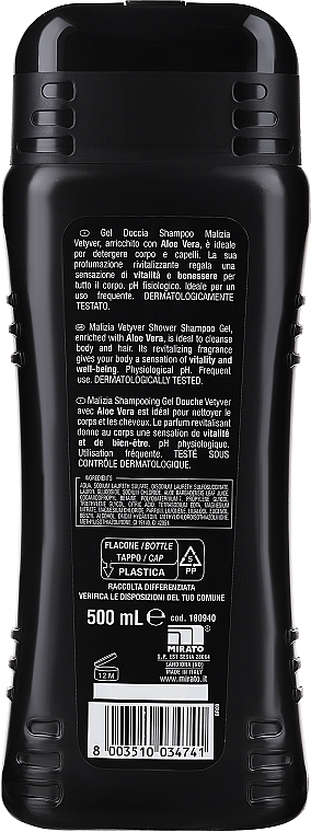 Szampon i żel pod prysznic 2 w 1 dla mężczyzn - Malizia Vetyver Uomo Shower Shampoo Gel — Zdjęcie N4