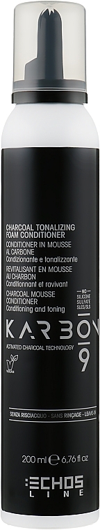 Tonizująca odżywka w piance z węglem aktywnym - Echosline Karbon 9 Charcoal Tonalizing Foam Conditioner — Zdjęcie N2