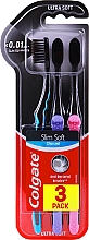 Kup Zestaw ultramiękkich szczoteczek do zębów, niebieska + fioletowa + różowa - Colgate Slim Soft Charcoal Ultra Soft
