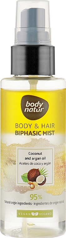 Mgiełka do włosów i ciała - Body Natur Body and Hair Mist Coconut and Argan Oil — Zdjęcie N1