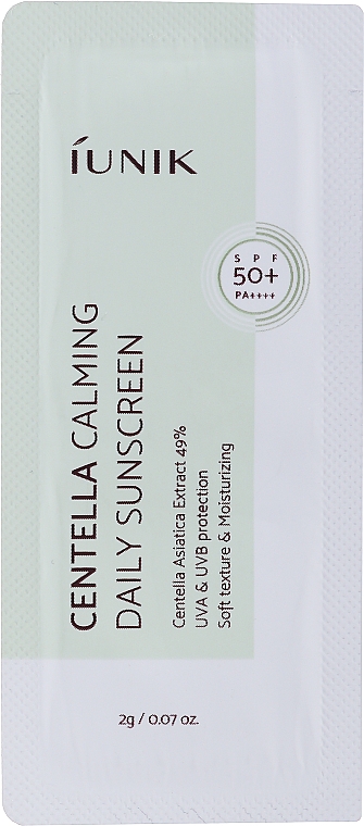 Krem przeciwsłoneczny z ekstraktem z centelli - Iunik Centella Calming Daily Sunscreen SPF50+ (próbka) — Zdjęcie N1