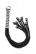 Kup Pejcz BDSM, 8 m z kulkami na końcach, czarno-biały - Devil Sticks 8 Tail Polish Leather Flogger