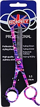 Nożyczki fryzjerskie Degażówki, 5,5 cm - Ronney Professional Pink Neon — Zdjęcie N1