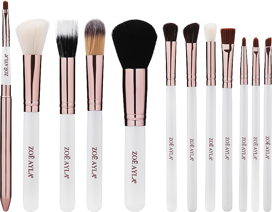 Zestaw pędzli do makijażu w etui, 12 szt. - Zoe Ayla Cosmetics Professional Brush Set — Zdjęcie N2