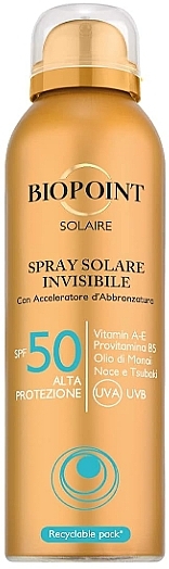 Spray przeciwsłoneczny SPF50 do twarzy - Biopoint Solaire Spray Solar Invisible SPF 50 — Zdjęcie N1