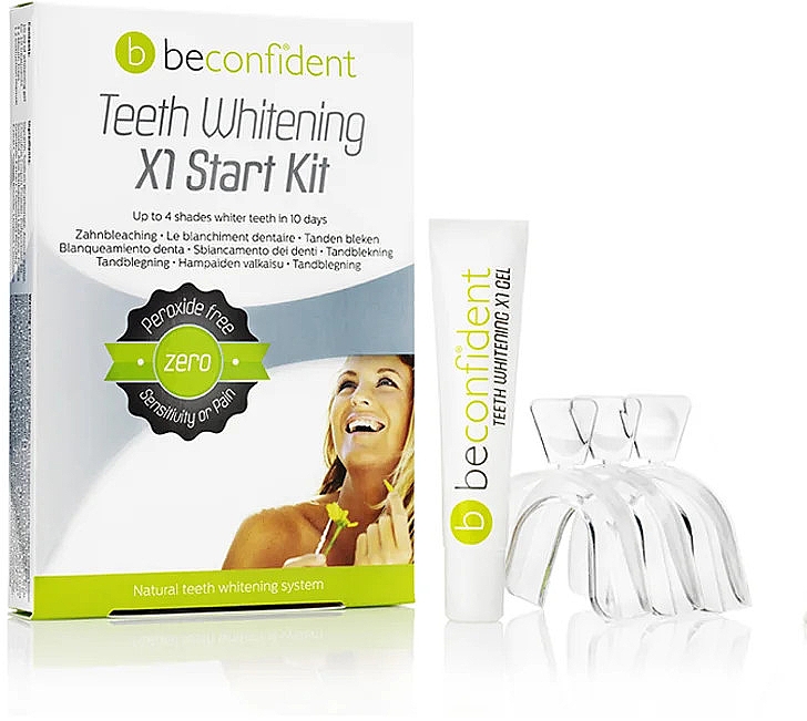 Zestaw - Beconfident Teeth Whitening X1 Start Kit (teeth/gel/10ml + tray/3pcs) — Zdjęcie N1
