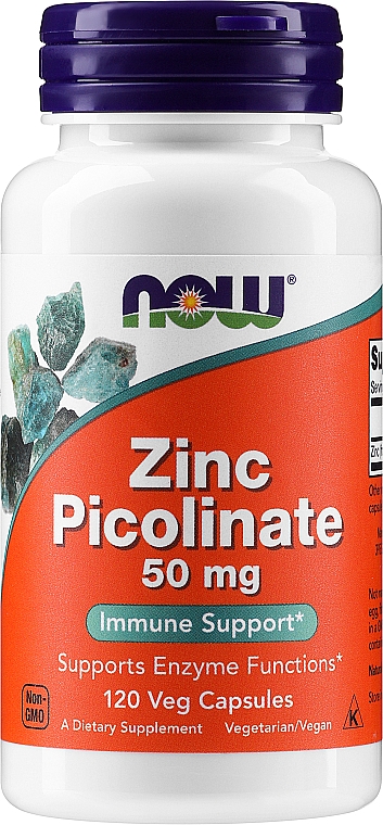 Suplement diety w kapsułkach z cynkiem, 50 mg - Now Foods Zinc Picolinate 50mg Veg Capsules — Zdjęcie N3