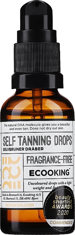 Krople samoopalające do twarzy z kwasem hialuronowym - Ecooking Self Tanning Drops — Zdjęcie N1
