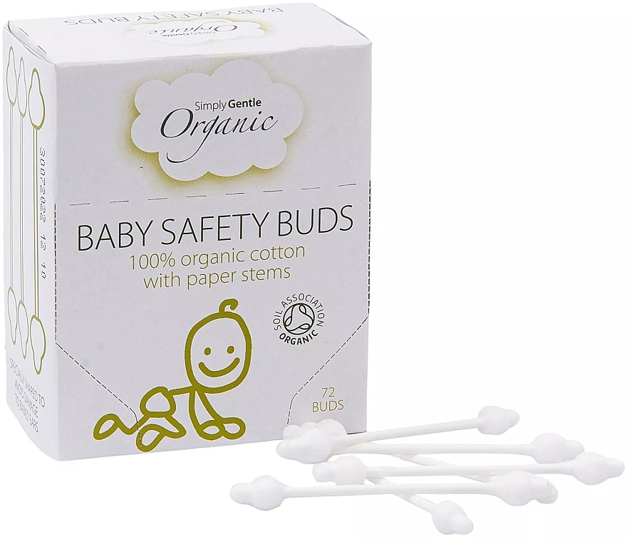 Patyczki kosmetyczne dla dzieci z ogranicznikiem - Simply Gentle Baby Organic Baby Safety Buds — Zdjęcie N1