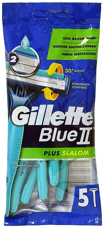 5-częściowy zestaw jednorazowych maszynek do golenia - Gillette Blue 2 Plus Slalom — Zdjęcie N1