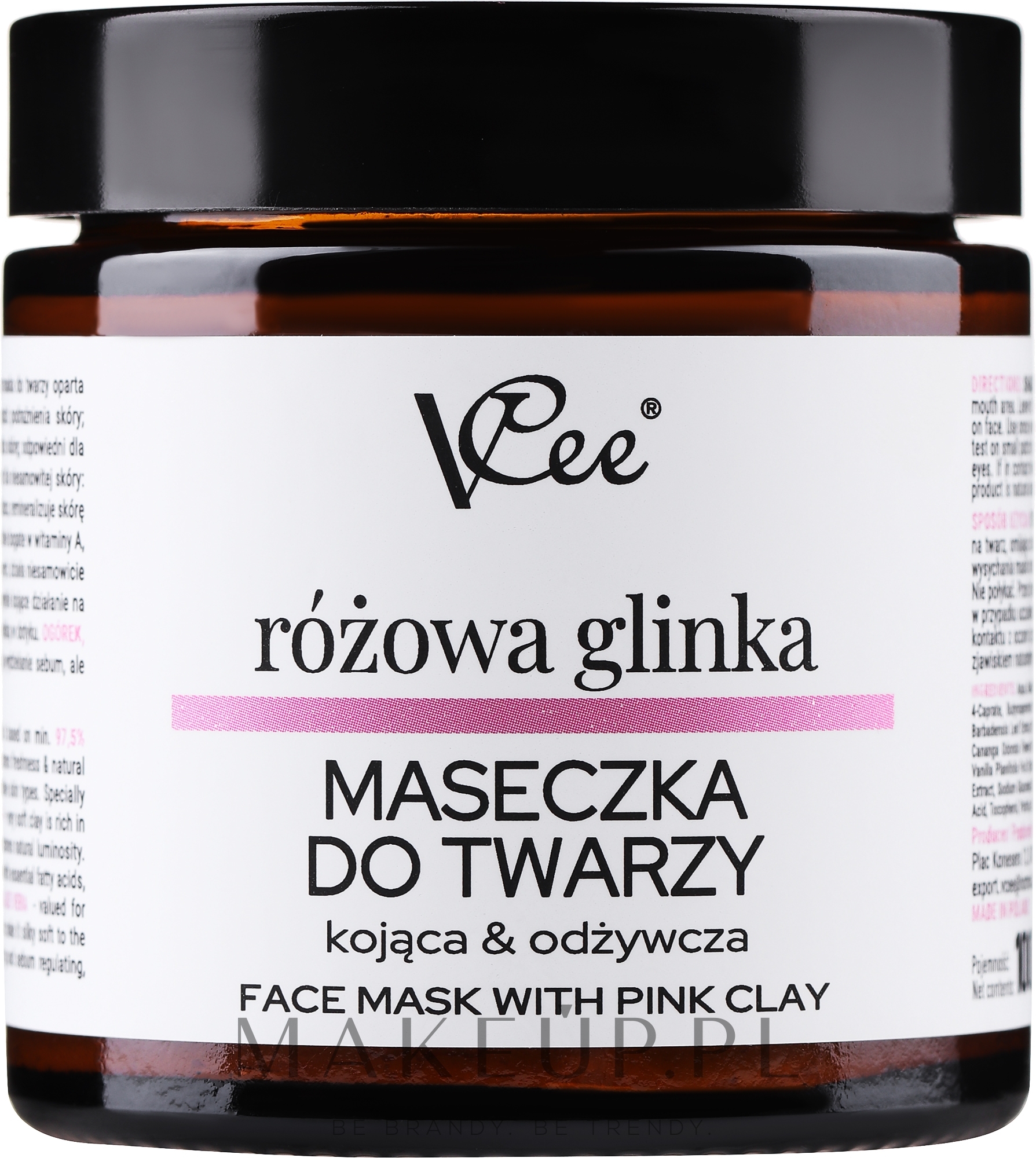 Kojąca maska odżywcza z różową glinką do twarzy - VCee Pink Clay Face Mask Calming&Nourisning — Zdjęcie 100 ml