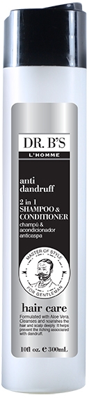 Męski szampon-odżywka do włosów 2 w 1 - Dr B's L'Homme Hair Care Anti-Dandruff 2in1 Shampoo and Conditioner