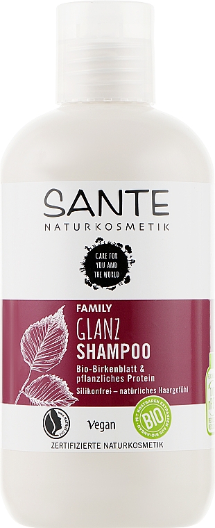 Bioszampon do włosów nadający połysk Białka roślinne i liście brzozy - Sante Family Organic Birch Leaf & Plant Protein Shine Shampoo